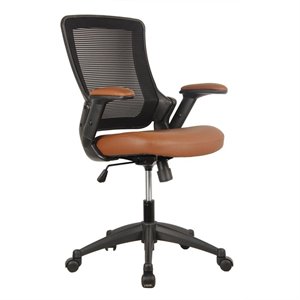 Pemberly Row Contemporary Mid-Back Mesh Task Office Chair in Brown
