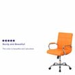 Pemberly Row Contemporary Mid Back Vinyl Swivel Office Chair in Orange