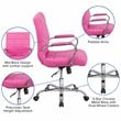 Pemberly Row Mid Back Faux Leather Swivel Office Chair in Pink