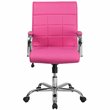 Pemberly Row Mid Back Faux Leather Swivel Office Chair in Pink