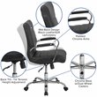 Pemberly Row Mid Back Leather Office Swivel Chair in Black and Chrome