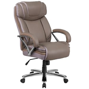 Pemberly Row Contemporary Big and Tall Leather Office Chair In Taupe