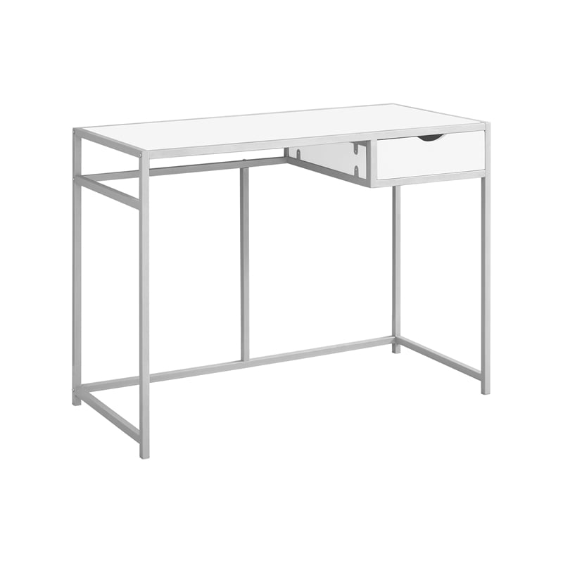 Pemberly Row Computer Desk Home Office Laptop Storage Drawer - Metal White