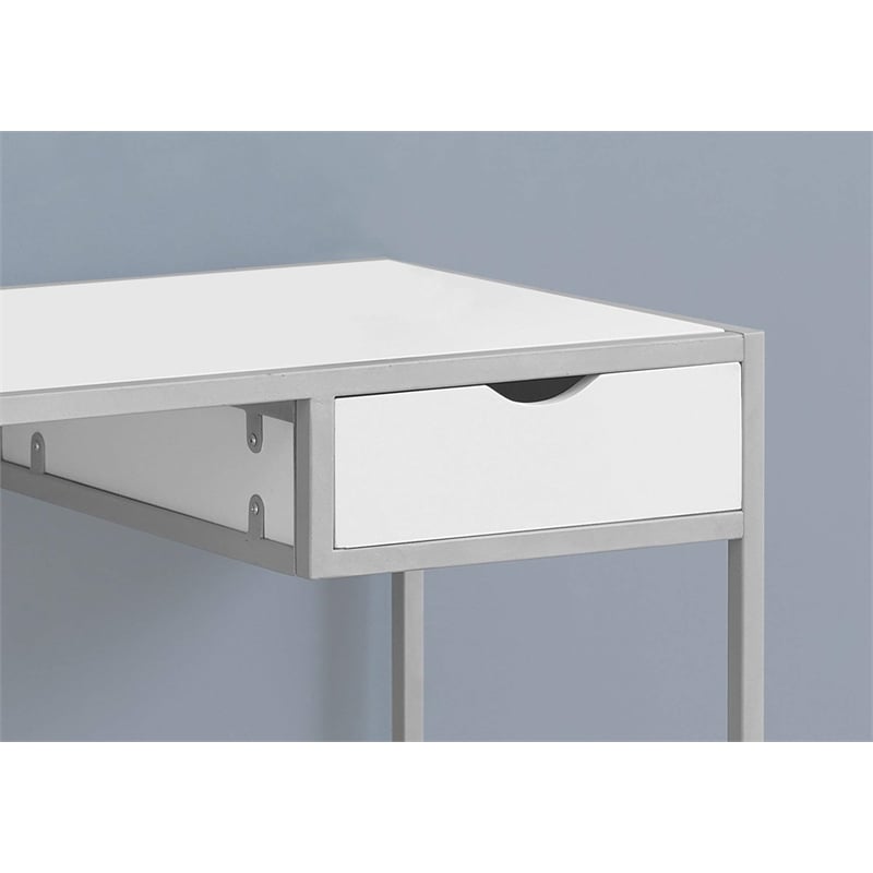 Pemberly Row Computer Desk Home Office Laptop Storage Drawer - Metal White