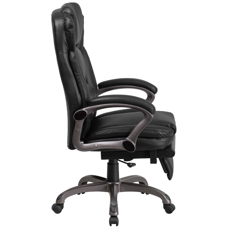 Pemberly Row Contemporary Leather Reclining Office Chair in Black