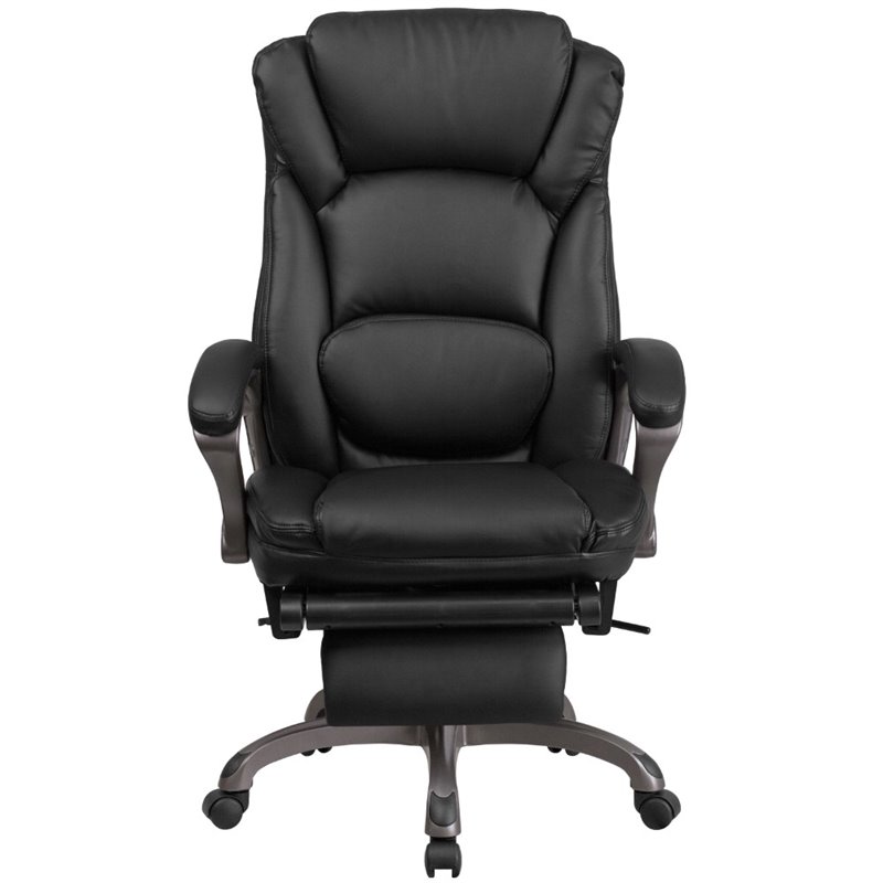 Pemberly Row Contemporary Leather Reclining Office Chair in Black
