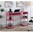Pemberly Row Contemporary No Tools Student Desk in Pink Wood Finish
