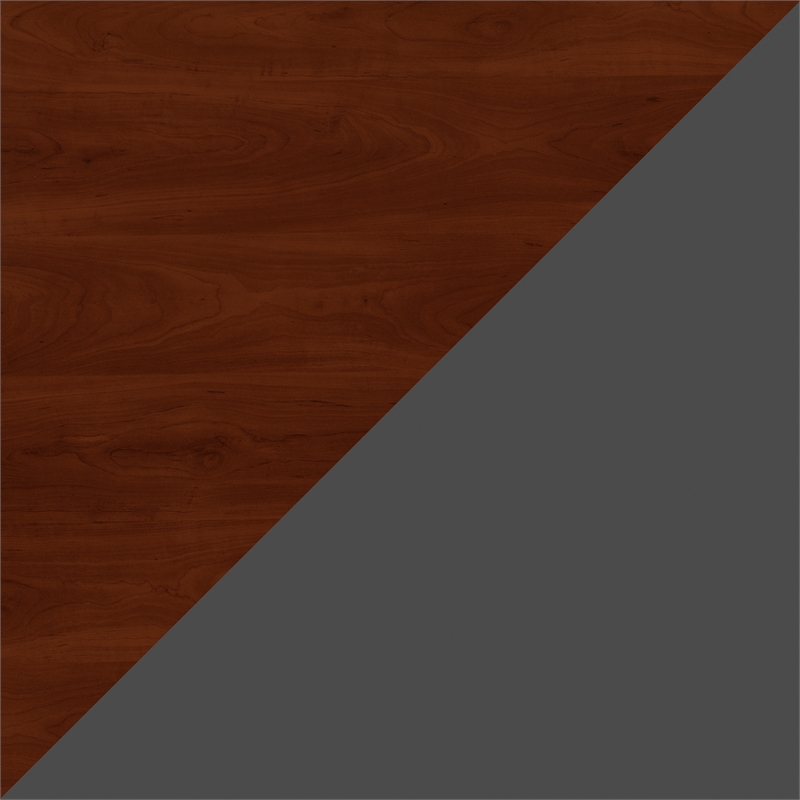 Pemberly Row 66W L Shaped Desk with Drawers in Hansen Cherry - Engineered Wood