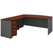 Pemberly Row Bow Front L Desk with Drawers in Hansen Cherry - Engineered Wood
