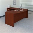 Pemberly Row Bow Front L-Shaped Desk w/ Return and Mobile Cabinet in Mahogany