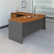 Pemberly Row Bow Front L Shaped Desk w/ File in Natural Cherry-Engineered Wood