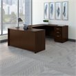 Pemberly Row RH Bow Front U Desk w/ Drawers in Mocha Cherry - Engineered Wood