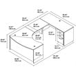 Pemberly Row RH Bow Front U Desk w/ Drawers in Mocha Cherry - Engineered Wood