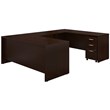 Pemberly Row U-Shaped Desk with Mobile File in Mocha Cherry - Engineered Wood