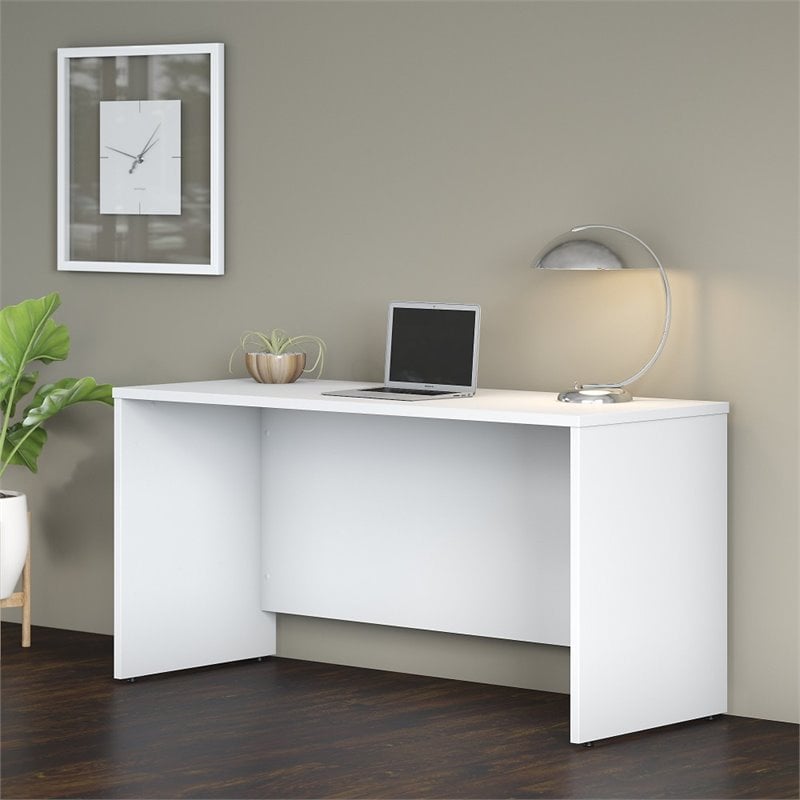 Pemberly Row 60W x 24D Credenza Desk in White - Engineered Wood