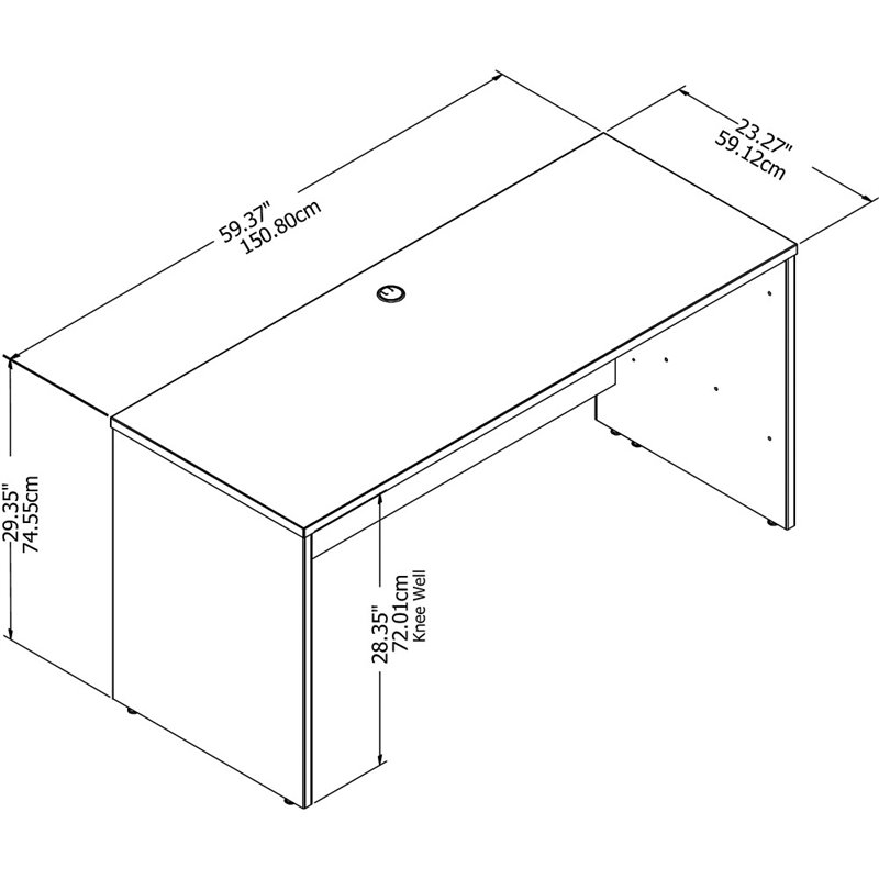 Pemberly Row 60W x 24D Credenza Desk in White - Engineered Wood