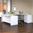 Pemberly Row 72W x 36D U Shaped Desk with Drawers in White - Engineered Wood