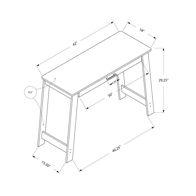 Pemberly Row Computer Desk Home Office Laptop Storage Drawers - Laminate Brown