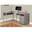 Pemberly Row Computer Desk Home Office Corner L Shape Work Laptop Metal Brown
