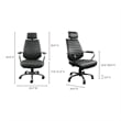 Pemberly Row Leather and Iron Executive Swivel Office Chair in Onyx Black
