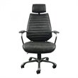 Pemberly Row Leather and Iron Executive Swivel Office Chair in Onyx Black