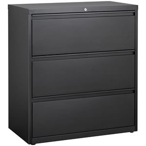 Pemberly Row 36&quot 3-Drawer Modern Metal Lateral Filing Cabinet in Black
