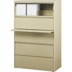 Pemberly Row 36-in Wide Metal 5 Drawer Lateral Filing Cabinet Putty/Beige