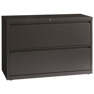 Pemberly Row 2-Drawer Modern Metal Lateral Filing Cabinet in Charcoal
