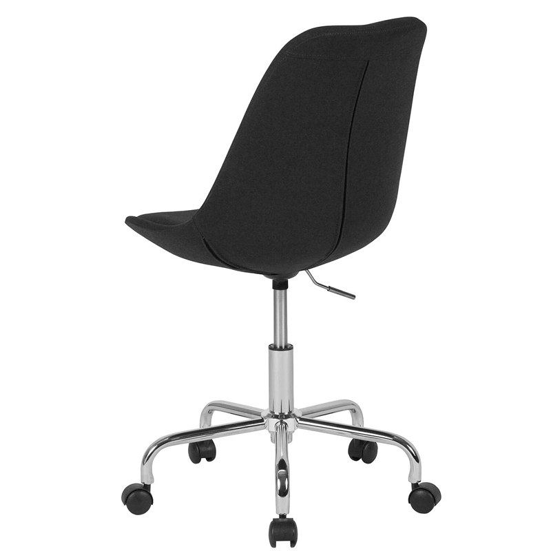 Pemberly Row Contemporary Mid Back Swivel Office Chair in Black