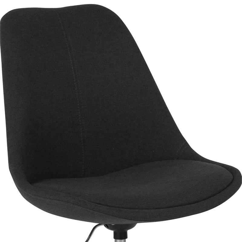 Pemberly Row Contemporary Mid Back Swivel Office Chair in Black
