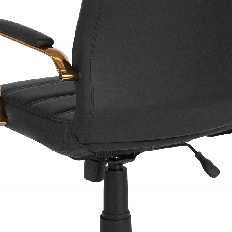 Pemberly Row Contemporary High Back Leather Swivel Office Chair in Black