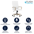 Pemberly Row Contemporary High Back Leather Swivel Office Chair in White