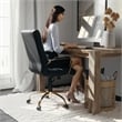 Pemberly Row Mid Back Leather Office Swivel Chair in Black and Gold