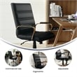 Pemberly Row Mid Back Leather Office Swivel Chair in Black and Gold