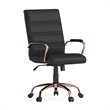 Pemberly Row Mid Back LeatherSoft Office Swivel Chair in Black and Rose Gold