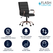 Pemberly Row Mid Back LeatherSoft Office Swivel Chair in Black and Rose Gold
