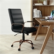 Pemberly Row Mid Back LeatherSoft Office Swivel Chair in Black and Rose Gold