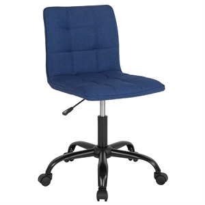 Pemberly Row Contemporary Mid Back Tufted Swivel Office Chair in Blue