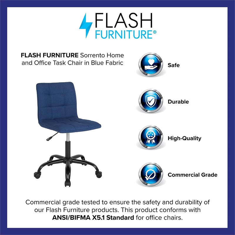 Pemberly Row Contemporary Mid Back Tufted Swivel Office Chair in Blue