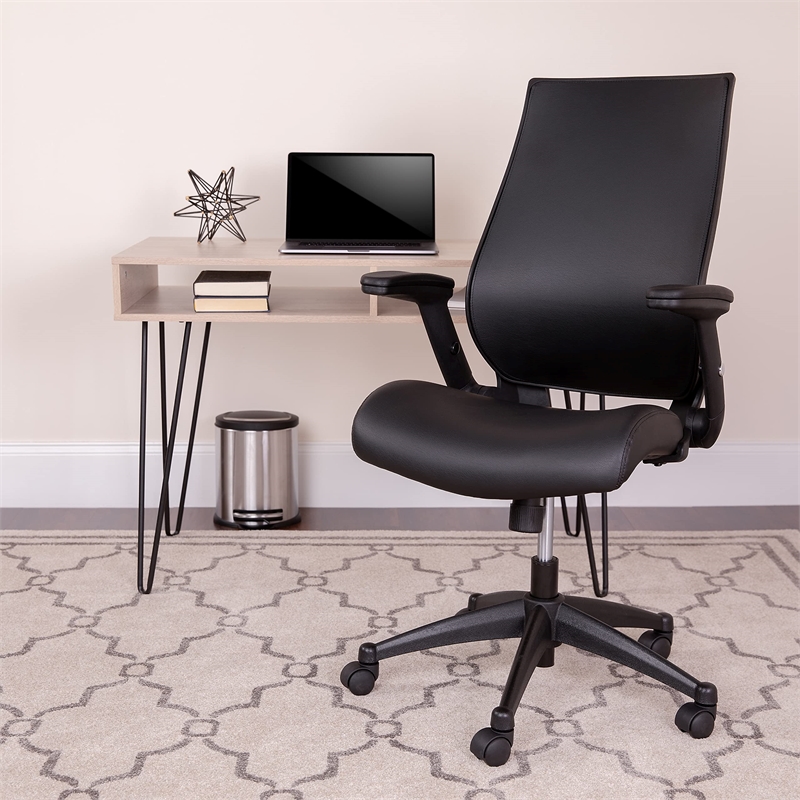 Pemberly Row Leather Ergonomic Swivel Executive Office Chair
