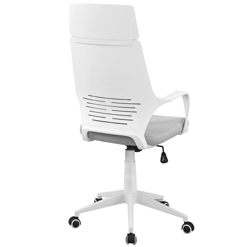 Pemberly Row Office Chair Swivel Ergonomic Armrests Computer Desk - Metal White