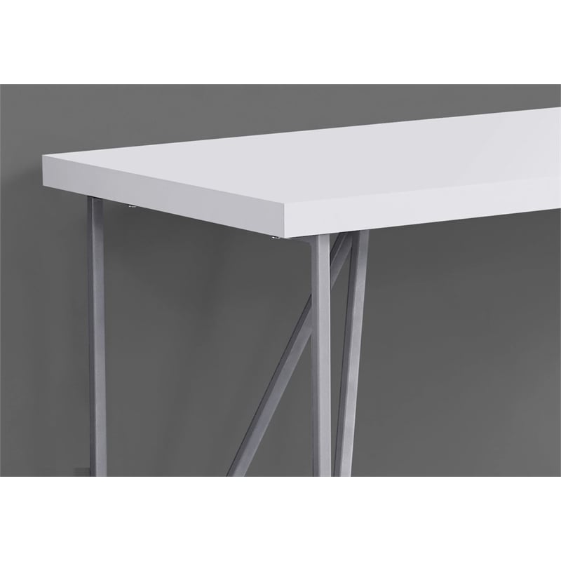 Pemberly Row Computer Desk Home Office Laptop Work Metal Laminate White Gray