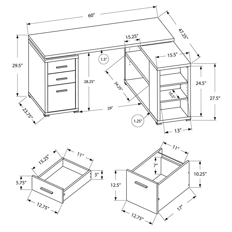 Pemberly Row Computer Desk Home Office Corner L Shape Work Laptop Laminate Beige