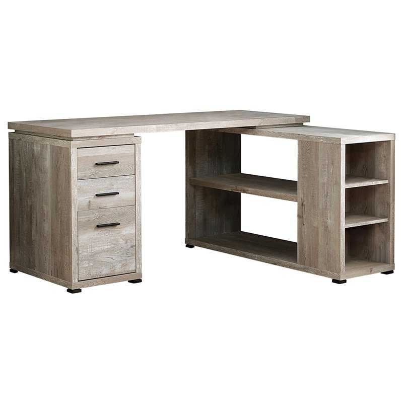 Pemberly Row Computer Desk Home Office Corner L Shape Work Laptop Laminate Beige