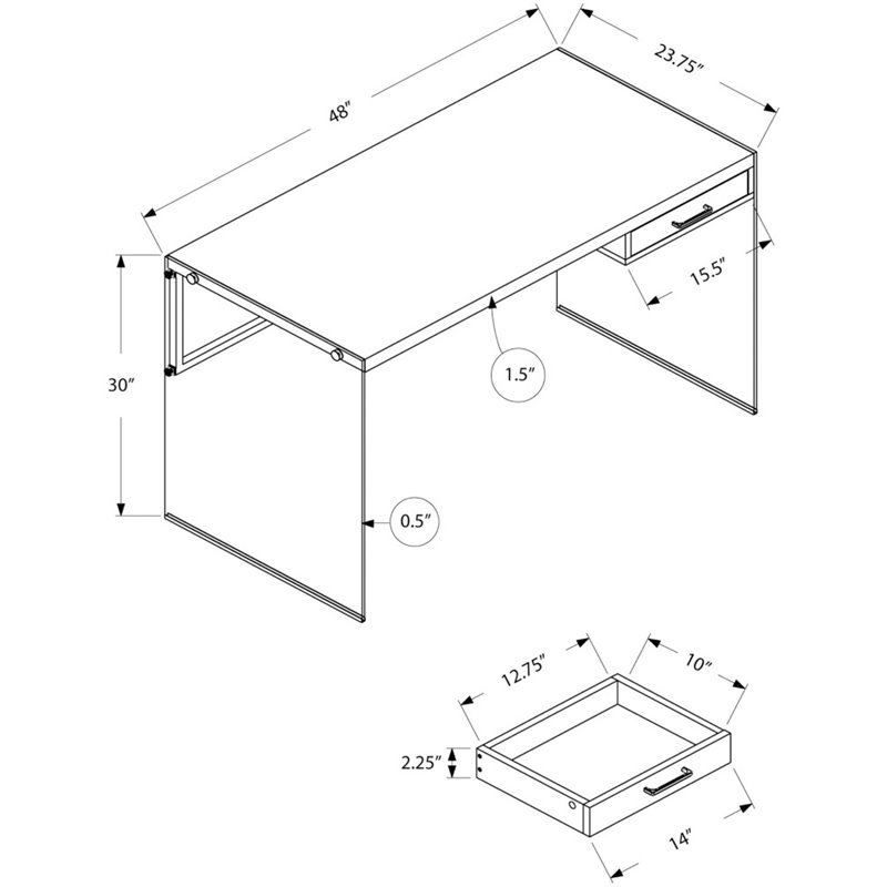 Pemberly Row Computer Desk Home Office Laptop 48