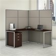Pemberly Row Contemporary 60W L Shaped Cubicle Desk with File Cabinet