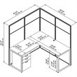 Pemberly Row Contemporary 60W L Shaped Cubicle Desk with File Cabinet
