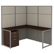 Pemberly Row Contemporary 60W L Shaped Cubicle Desk with File Cabinet