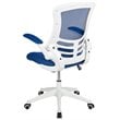 Pemberly Row Mid Back Mesh Office Swivel Chair in Blue and White