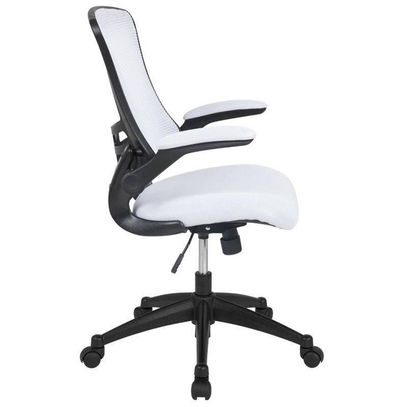 Pemberly Row Contemporary Mid Back Mesh Office Swivel Chair in White